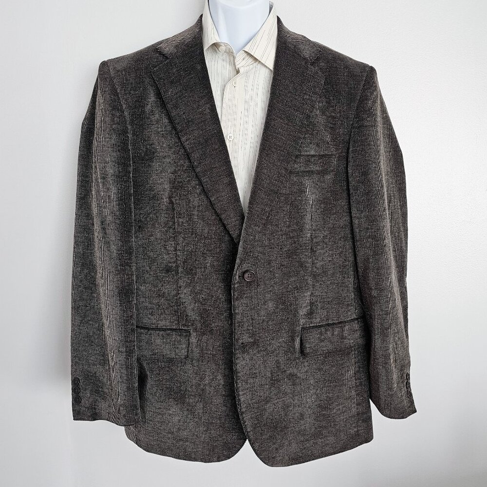 Alan Flusser Corduroy Blazer Mens Size 42R Dark Brown Casual Business Lined